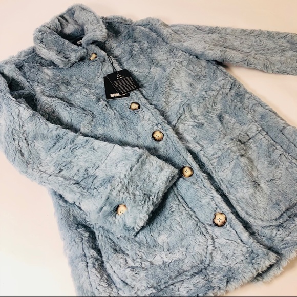 Reformation Polar Coat Sky Faux Fur - Picture 8 of 8